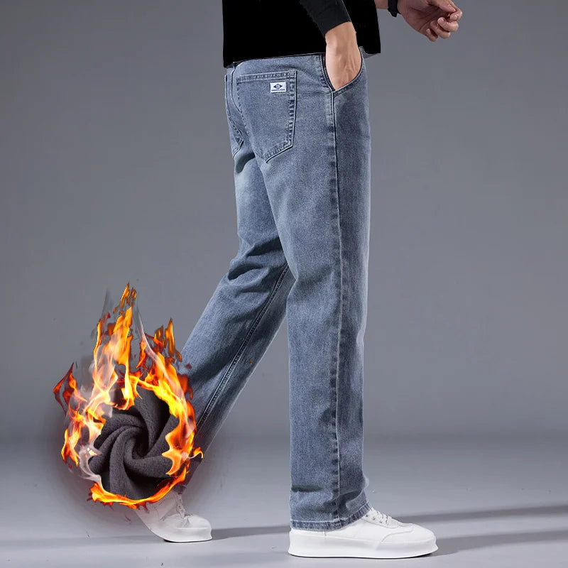 Men’s Loose Straight Leg Jeans – Retro Washed Casual Denim Pants