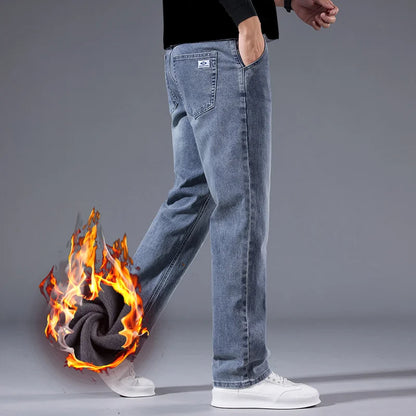Men’s Loose Straight Leg Jeans – Retro Washed Casual Denim Pants