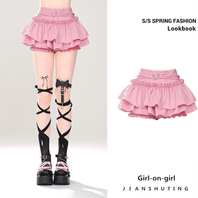 Women’s High Waist Ruffle A Line Skirt Korean Fashion Summer Streetwear Y2K Style