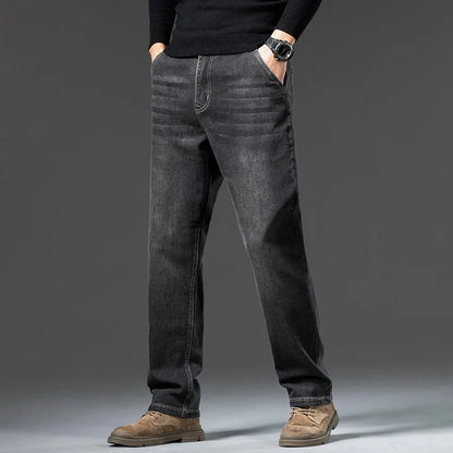 Men’s Loose Straight Leg Jeans – Retro Washed Casual Denim Pants