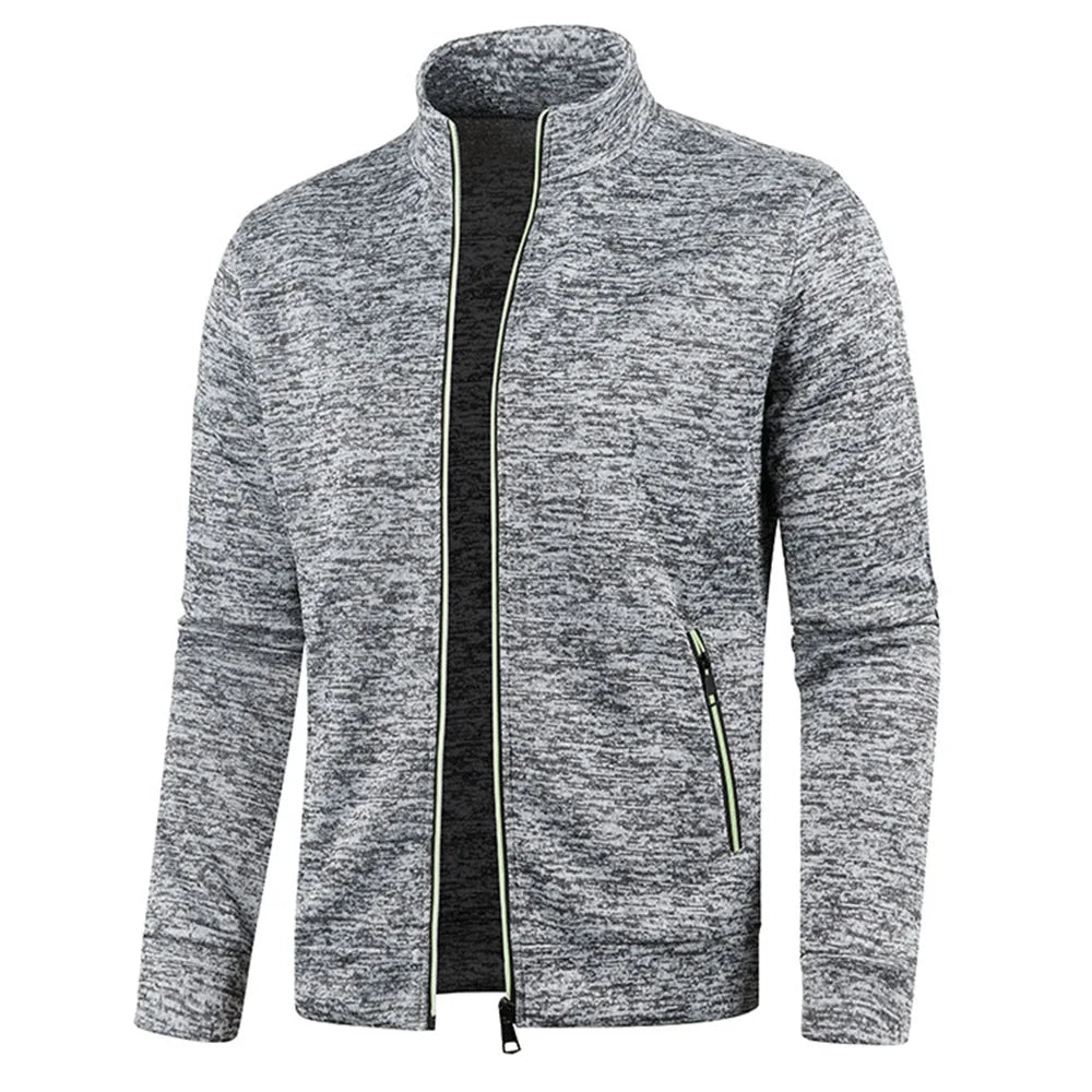 Men’s Zipper Jacket Hoodie – Solid Color Long Sleeve Streetwear Sweatshirt