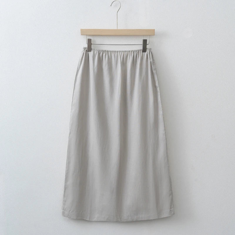 Women’s High Waist Satin Midi Skirt Vintage Lace Detail Elegant Long Skirt