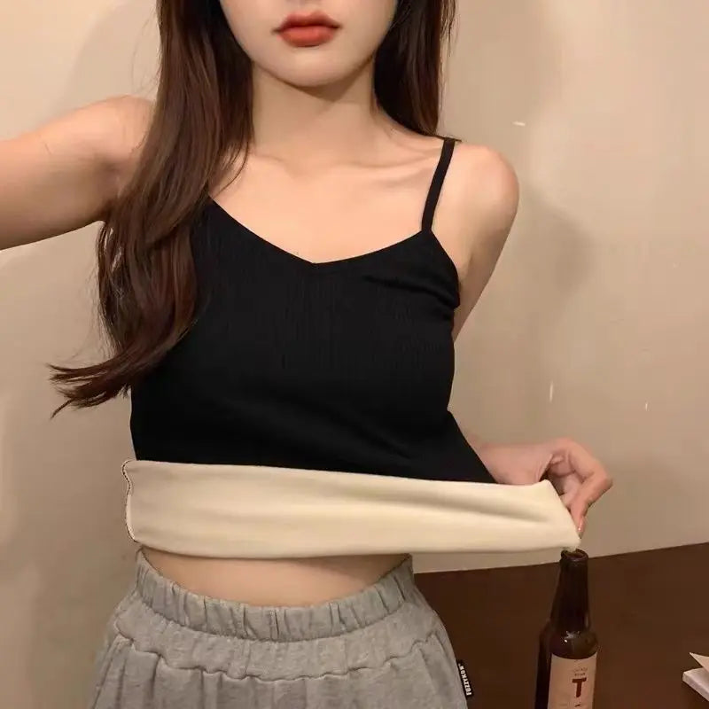 Women’s Velvet Corset Tank Top – Slim Fit Sleeveless Winter Fashion