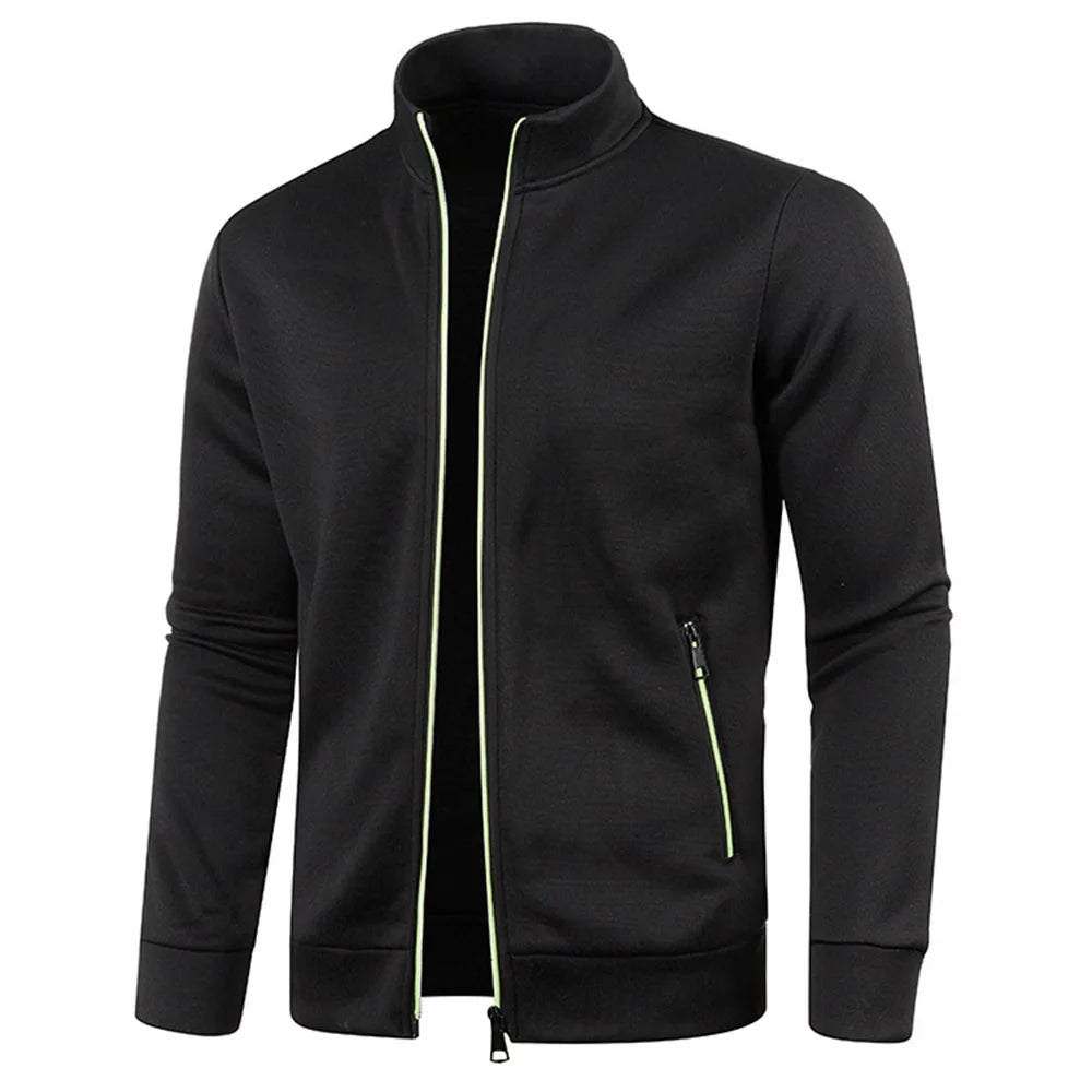 Men’s Zipper Jacket Hoodie – Solid Color Long Sleeve Streetwear Sweatshirt