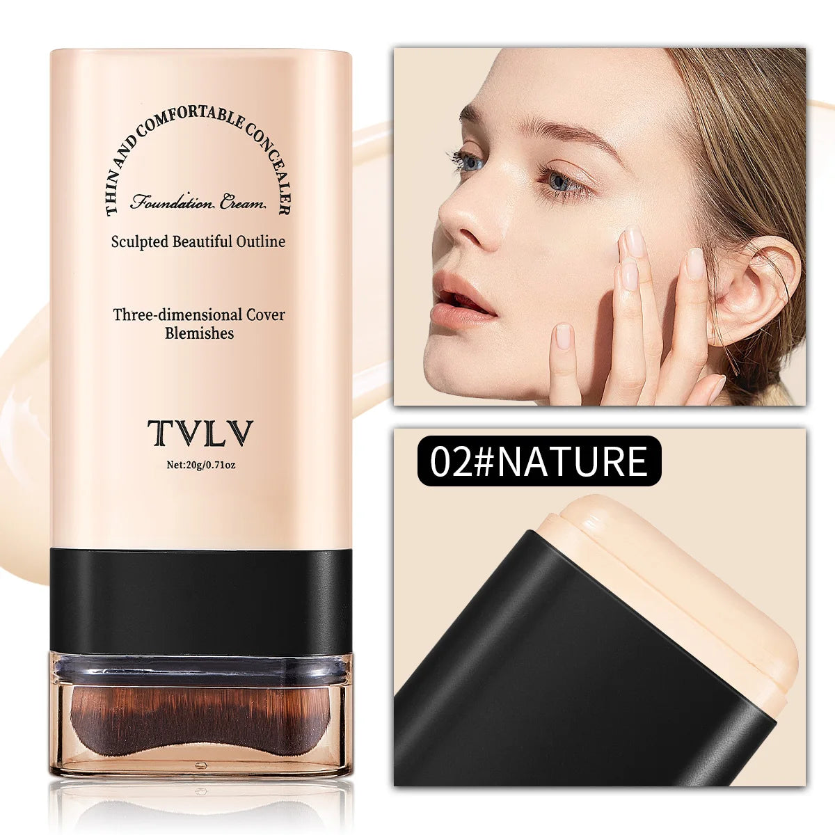 Foundation make-up concealer is light and thin to hold makeup, cover facial defects, and create a clear makeup effect