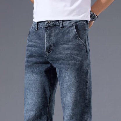 Men’s Loose Straight Leg Jeans – Retro Washed Casual Denim Pants