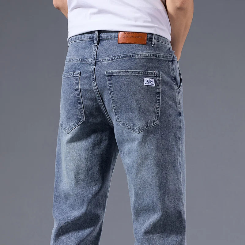 Men’s Loose Straight Leg Jeans – Retro Washed Casual Denim Pants