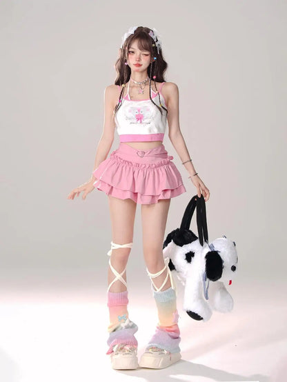 Women’s High Waist Ruffle A Line Skirt Korean Fashion Summer Streetwear Y2K Style