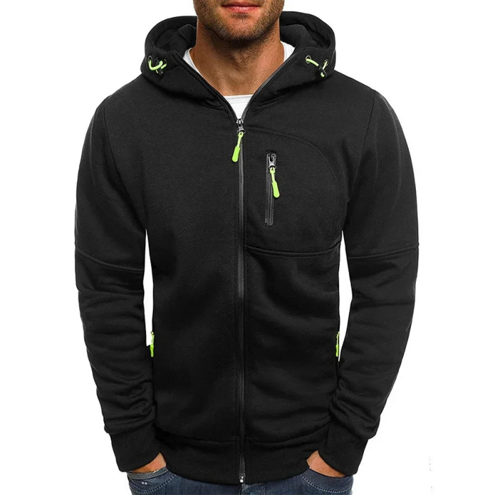Men’s Zip-Up Hoodie – Long Sleeve Slim Fit Casual Sports Jacket