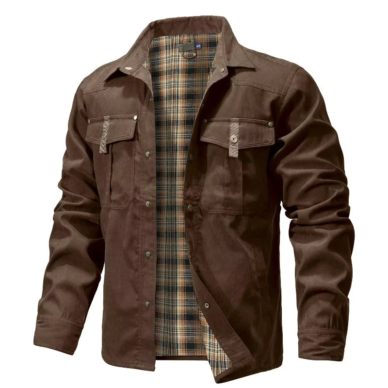 Men’s Flannel Lined Shacket – Casual Snap Button Shirt Jacket (Spring)