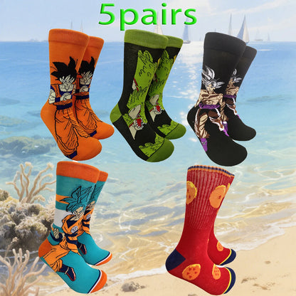 5 pairs of novel cartoon socks for men and women, comfortable gifts for men and women