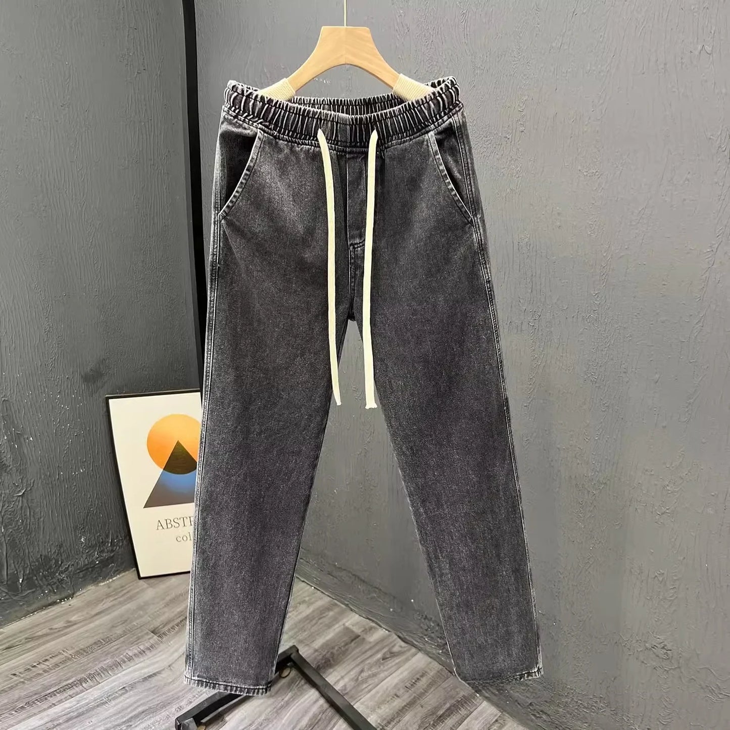 Men’s Loose Straight Leg Jeans – Casual Vintage Durable Cotton Denim