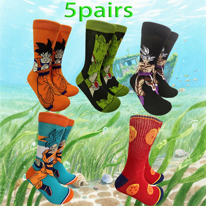 5 pairs of novel cartoon socks for men and women, comfortable gifts for men and women