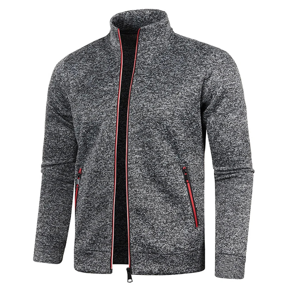 Men’s Zipper Jacket Hoodie – Solid Color Long Sleeve Streetwear Sweatshirt