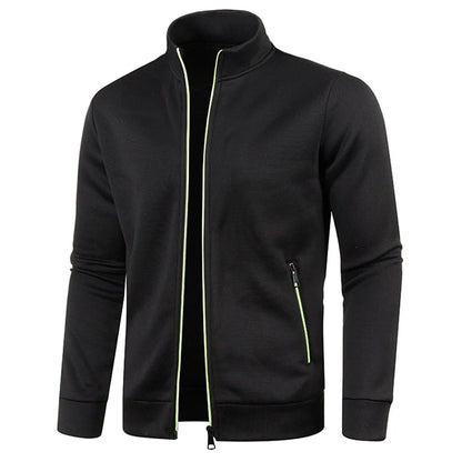 Men’s Zipper Jacket Hoodie – Solid Color Long Sleeve Streetwear Sweatshirt