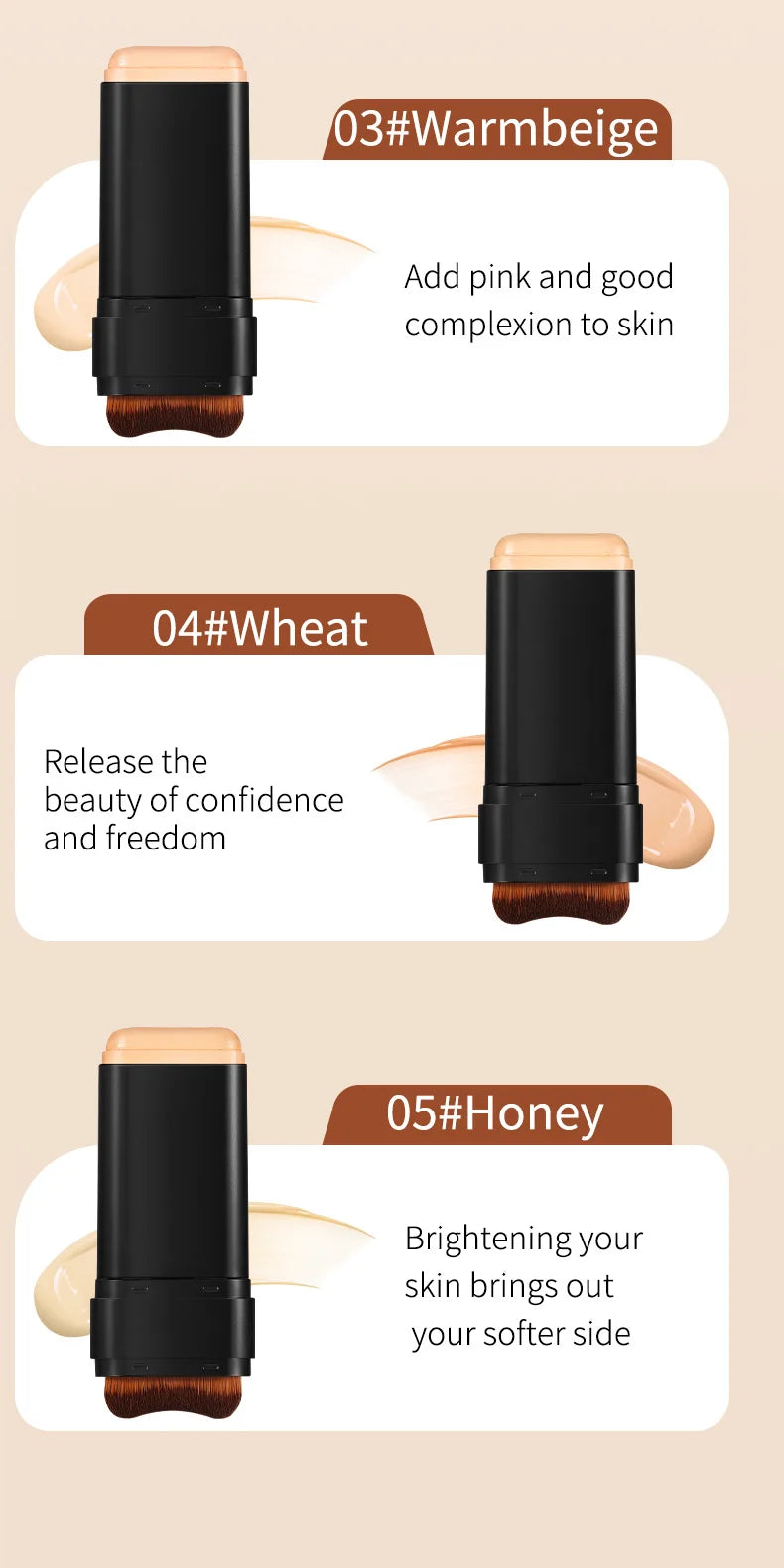 Foundation make-up concealer is light and thin to hold makeup, cover facial defects, and create a clear makeup effect
