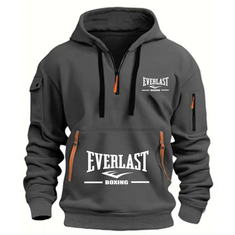Men’s Half Zip Hoodie – Casual Multi-Pocket Fitness Sweatshirt
