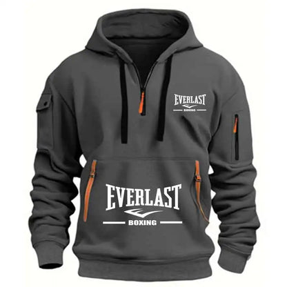 Men’s Half Zip Hoodie – Casual Multi-Pocket Fitness Sweatshirt
