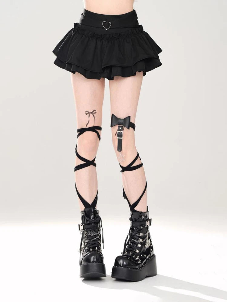Women’s High Waist Ruffle A Line Skirt Korean Fashion Summer Streetwear Y2K Style