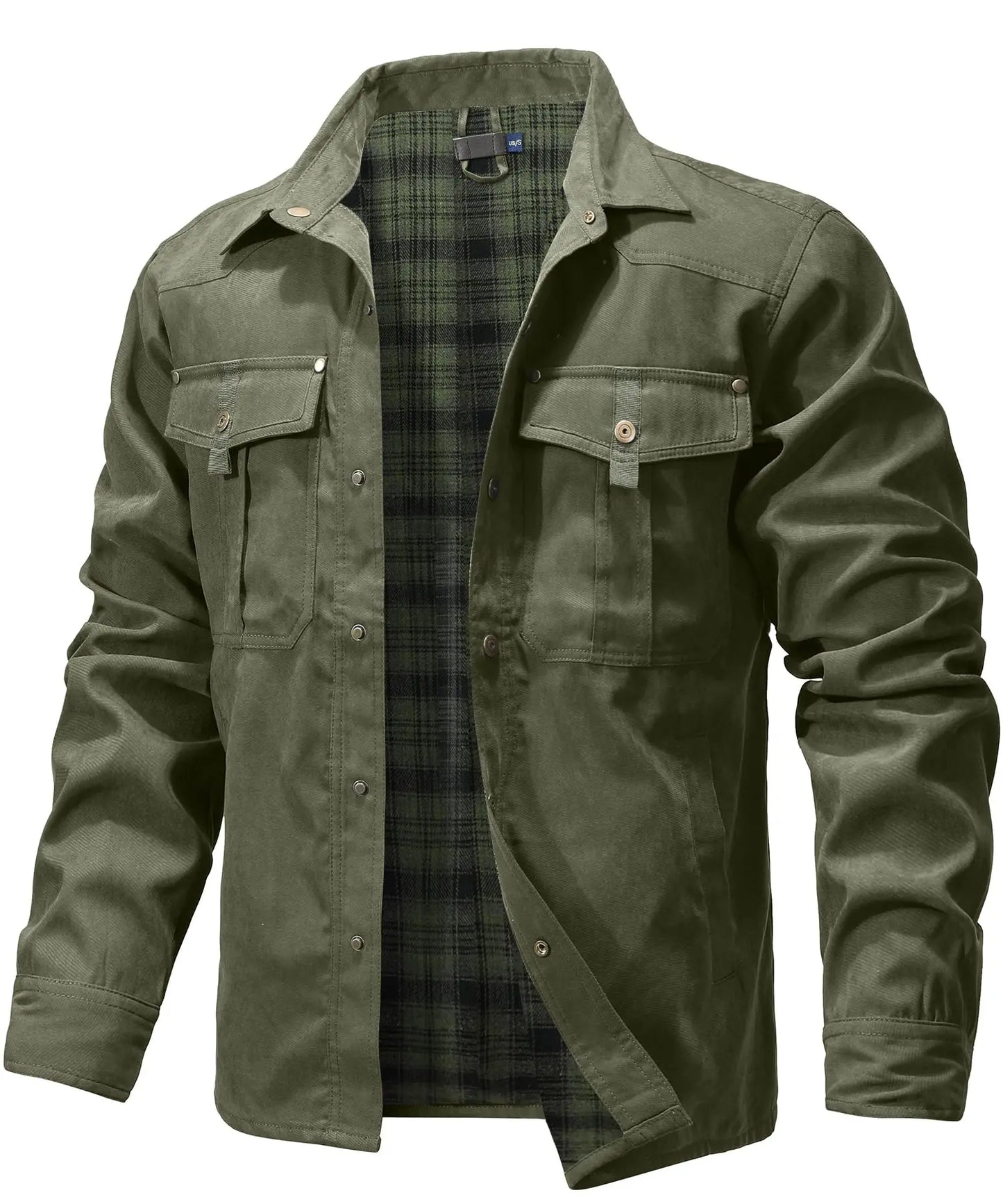 Men’s Flannel Lined Shacket – Casual Snap Button Shirt Jacket (Spring)