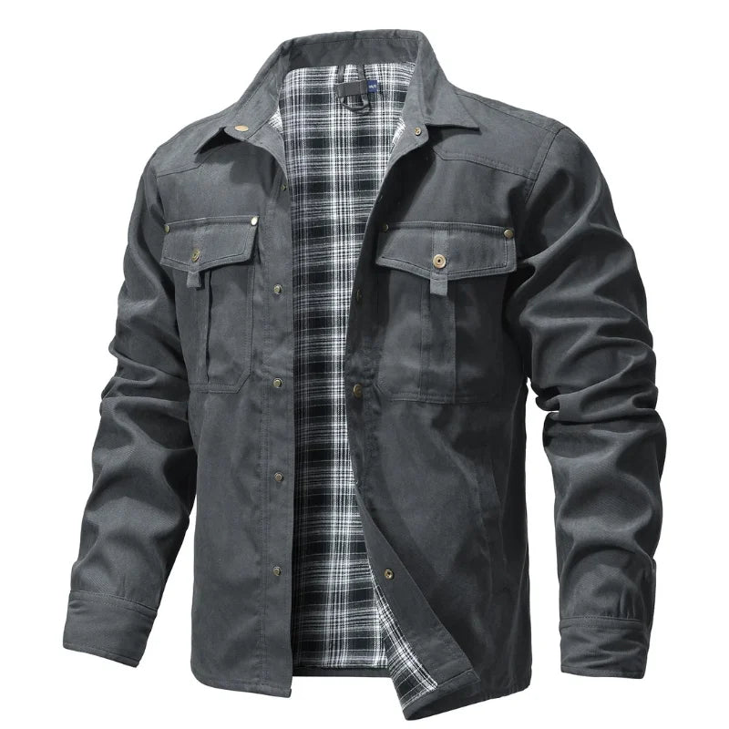 Men’s Flannel Lined Shacket – Casual Snap Button Shirt Jacket (Spring)