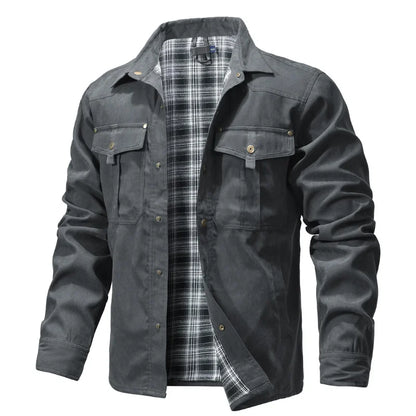 Men’s Flannel Lined Shacket – Casual Snap Button Shirt Jacket (Spring)