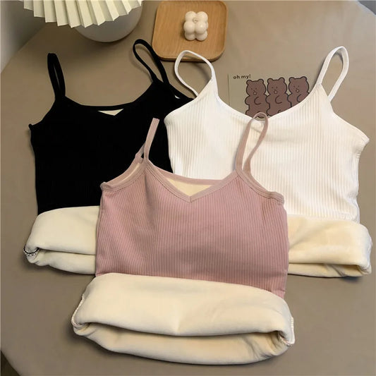 Women’s Velvet Corset Tank Top – Slim Fit Sleeveless Winter Fashion