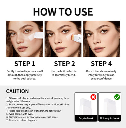 Foundation Stick Color Changing Foundation with Detachable Brush Blanc Cover Cream Stick Changing Hight Coverage Base Makeup