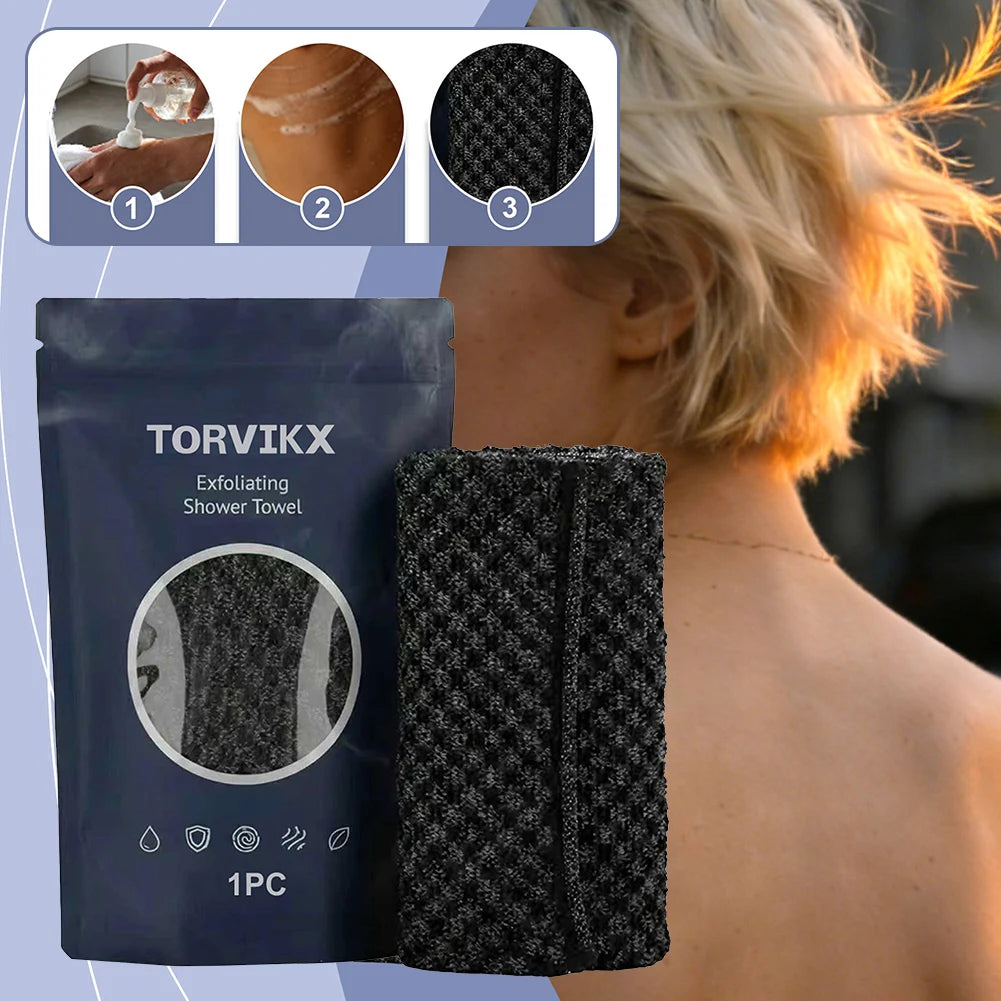Exfoliating Shower Towel Exfoliating Skin Bath Towel,Premium Scrub Wash Cloth for Body Face Exfoliating Washcloth for Men Woman