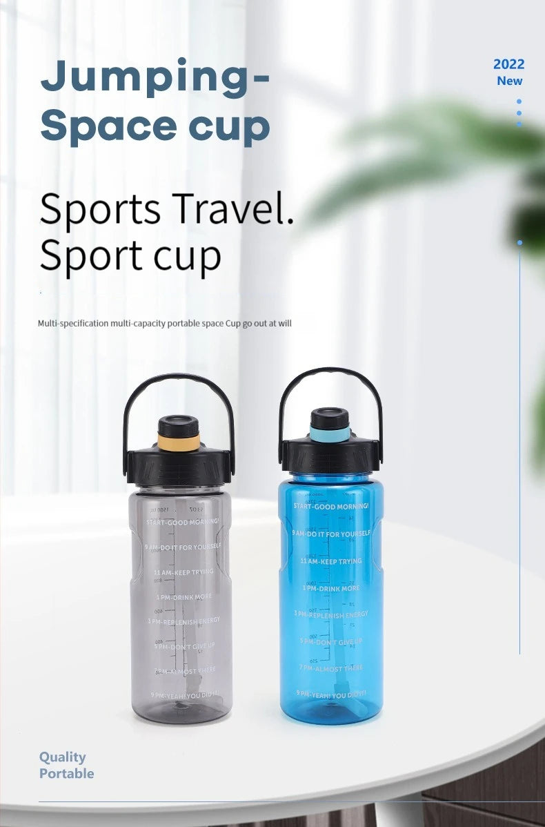 3 Liter Water Bottle with Straw 2L 1L Large Big Motivational  BPA Free School gym Sports Drinking Bottle