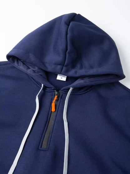 Men’s Half Zip Hoodie – Casual Multi-Pocket Fitness Sweatshirt