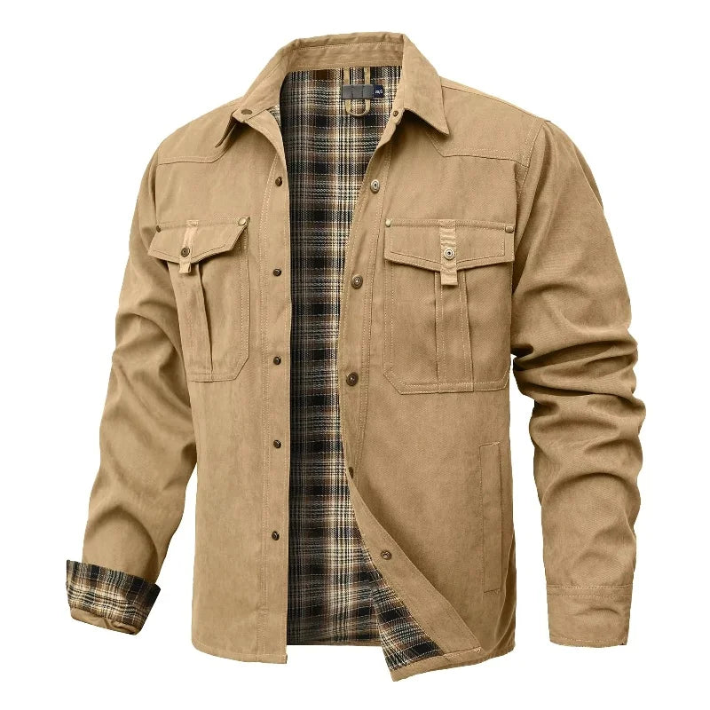 Men’s Flannel Lined Shacket – Casual Snap Button Shirt Jacket (Spring)