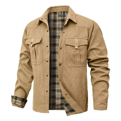 Men’s Flannel Lined Shacket – Casual Snap Button Shirt Jacket (Spring)