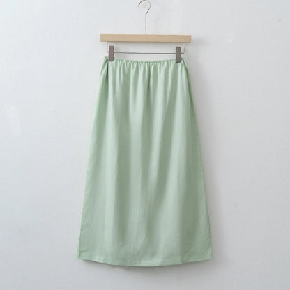 Women’s High Waist Satin Midi Skirt Vintage Lace Detail Elegant Long Skirt