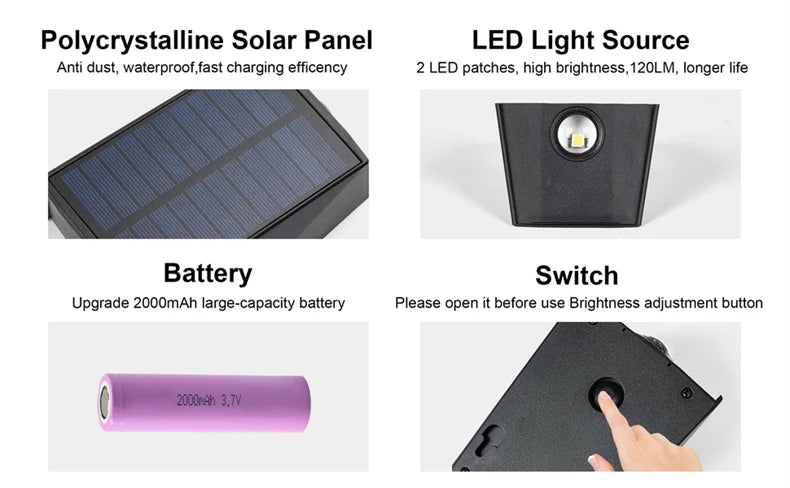 LED Solar Lights Outdoor Solar Powered Wall Lamp Waterproof Outdoor Garden Decorations