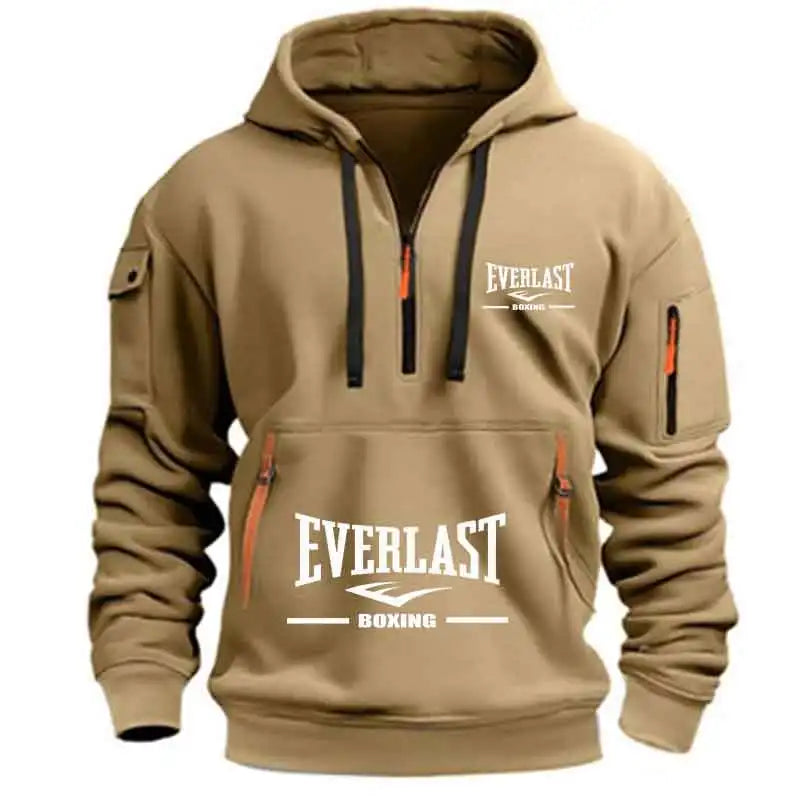 Men’s Half Zip Hoodie – Casual Multi-Pocket Fitness Sweatshirt