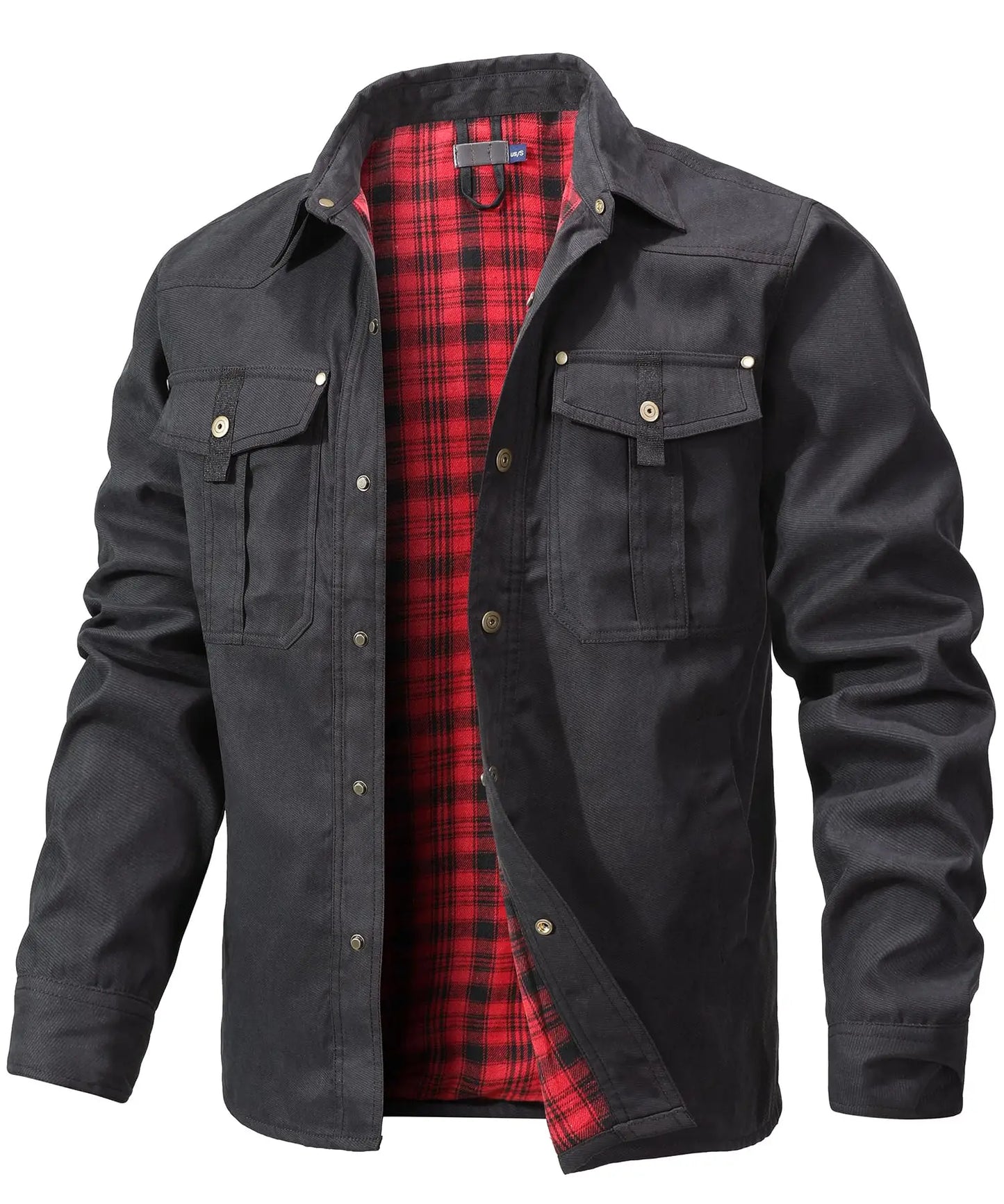 Men’s Flannel Lined Shacket – Casual Snap Button Shirt Jacket (Spring)