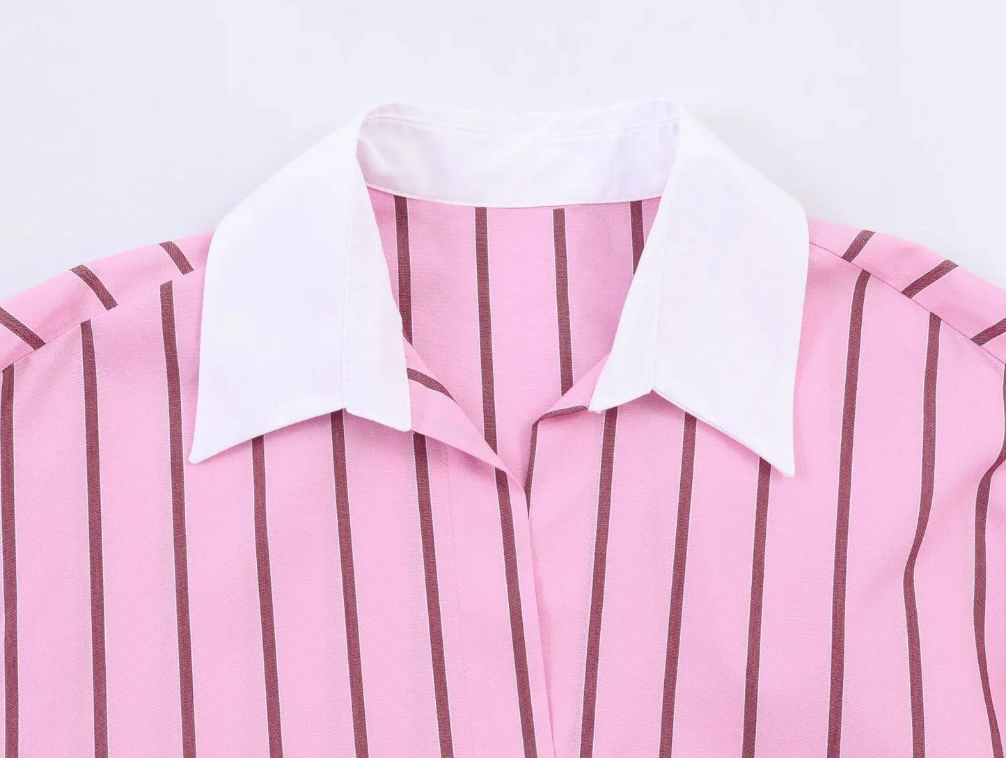 Women’s Color Block Blouse – Elegant Single-Breasted Fashion Top