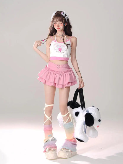 Women’s High Waist Ruffle A Line Skirt Korean Fashion Summer Streetwear Y2K Style