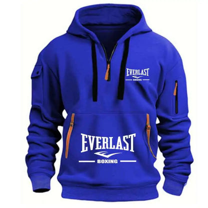 Men’s Half Zip Hoodie – Casual Multi-Pocket Fitness Sweatshirt