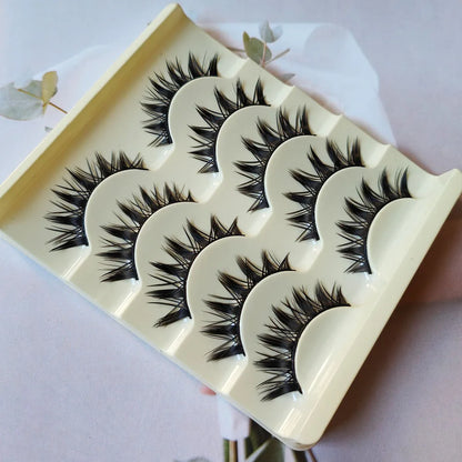 5 Paris Cat Eye False Eyelashes Long Thick Cosplay Fake Eye Lashes Extension Smokey Natural Makeup Handmade Reusable