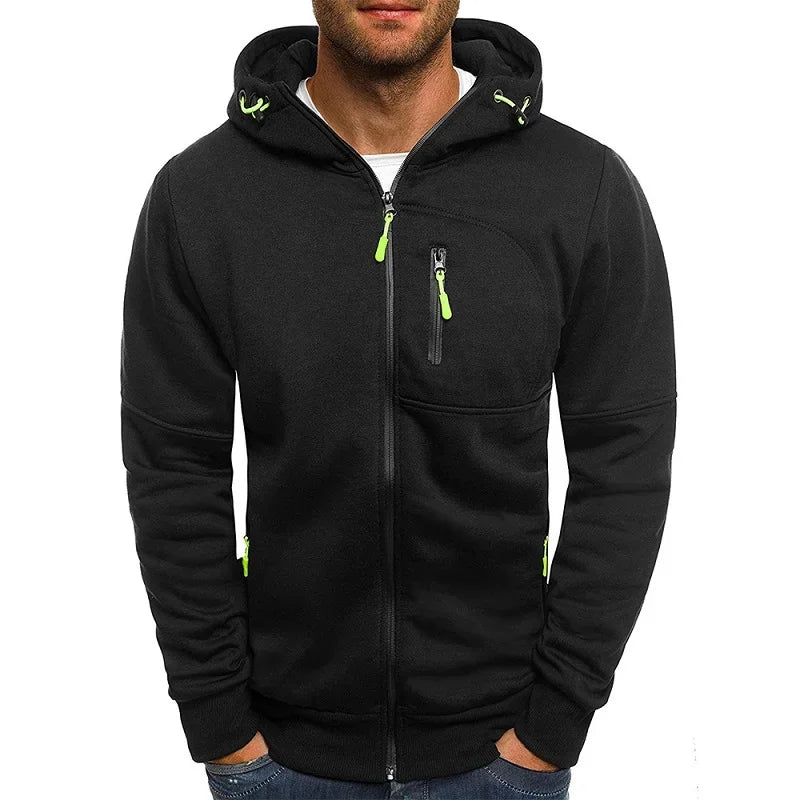 Men’s Zip-Up Hoodie – Long Sleeve Slim Fit Casual Sports Jacket