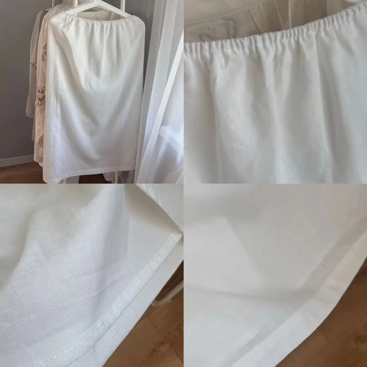 Women’s High Waist Satin Midi Skirt Vintage Lace Detail Elegant Long Skirt