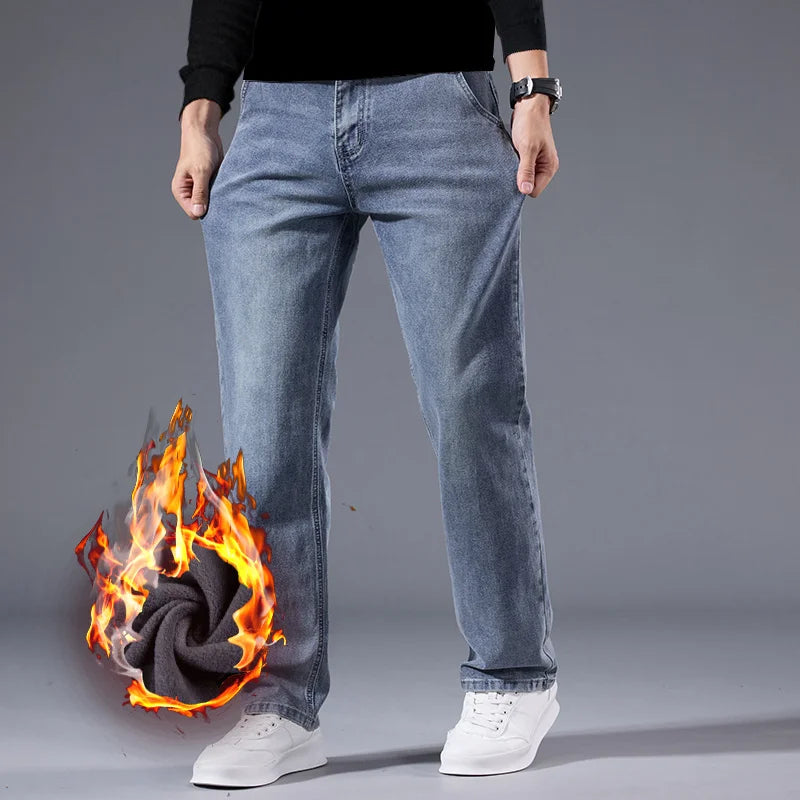 Men’s Loose Straight Leg Jeans – Retro Washed Casual Denim Pants