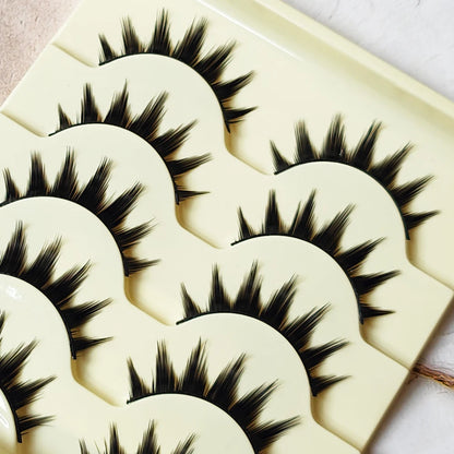 5 Paris Cat Eye False Eyelashes Long Thick Cosplay Fake Eye Lashes Extension Smokey Natural Makeup Handmade Reusable