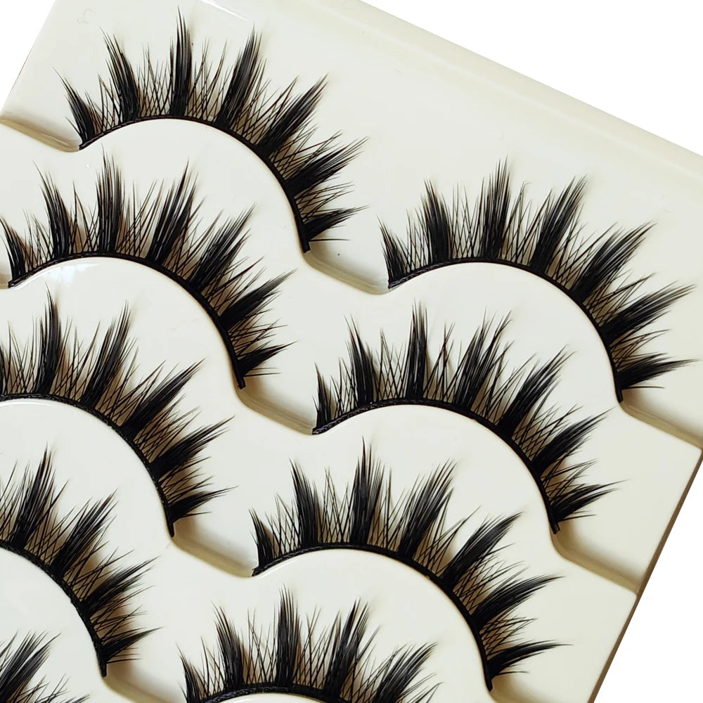 5 Paris Cat Eye False Eyelashes Long Thick Cosplay Fake Eye Lashes Extension Smokey Natural Makeup Handmade Reusable
