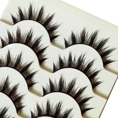 5 Paris Cat Eye False Eyelashes Long Thick Cosplay Fake Eye Lashes Extension Smokey Natural Makeup Handmade Reusable