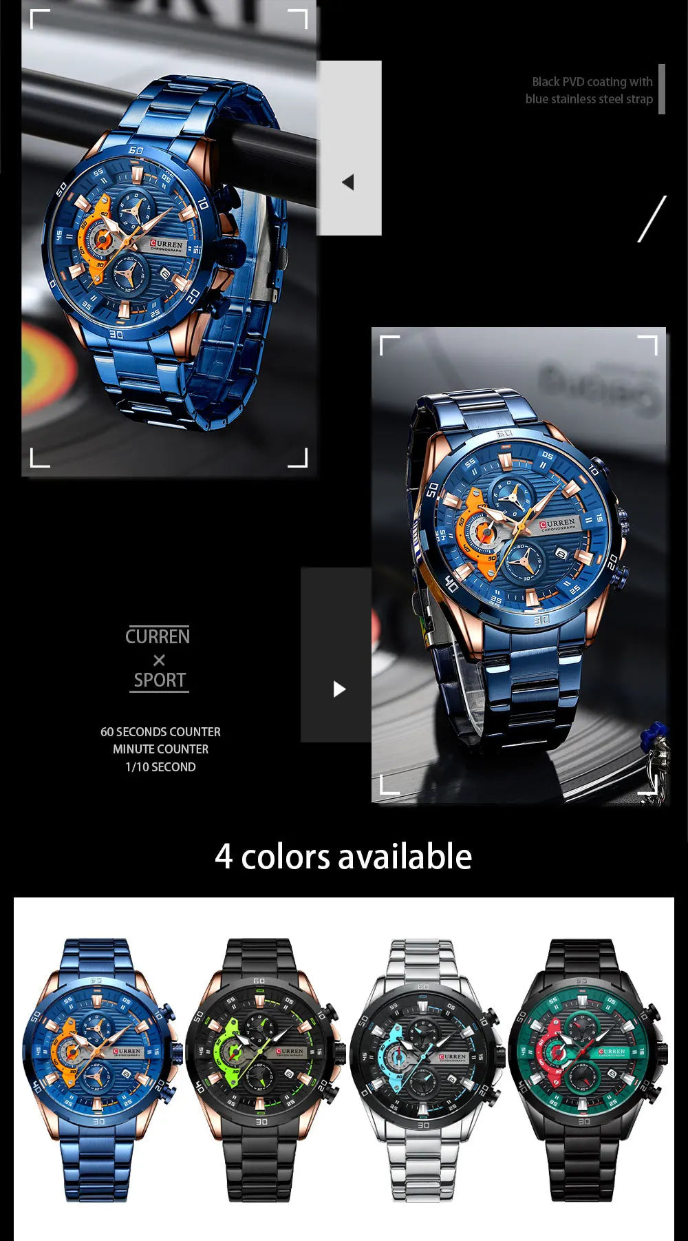 Stainless Steel Watches for Mens Creative Fashion Luminous Dial with Chronograph Clock Male Casual Wristwatches Business