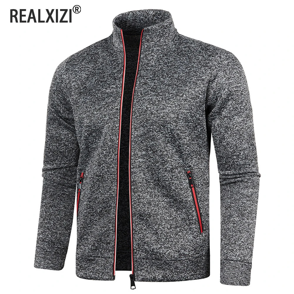 Men’s Zipper Jacket Hoodie – Solid Color Long Sleeve Streetwear Sweatshirt