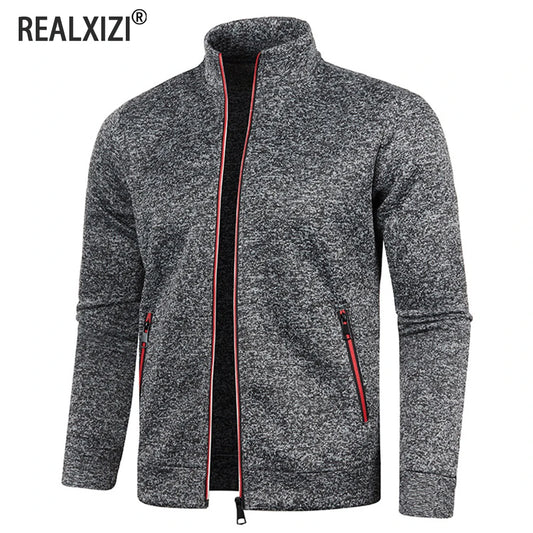Men’s Zipper Jacket Hoodie – Solid Color Long Sleeve Streetwear Sweatshirt
